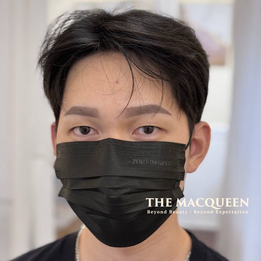 Men Misty Powerdered Eyebrow embroidery Men powdered misty brows embroidery before after result by The MacQueen
