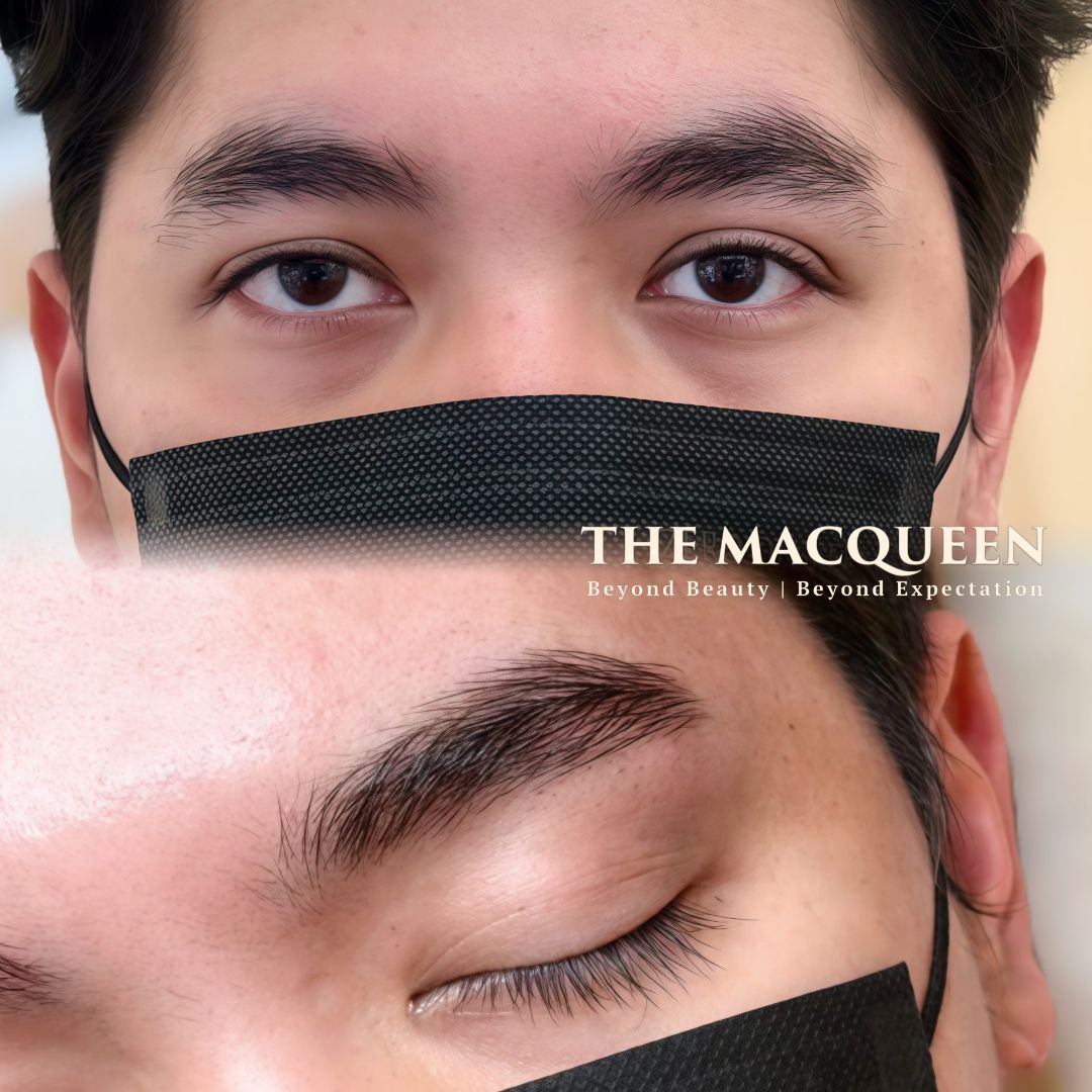 Men Nano Feathering Eyebrow Embroidery Men Nano feathering hairstroke eyebrow embroidery before after result by the macqueen